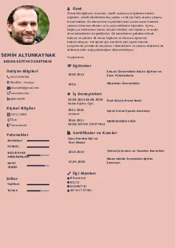 Beden Eğitimi Öğretmeni CV Örnekleri cv indir